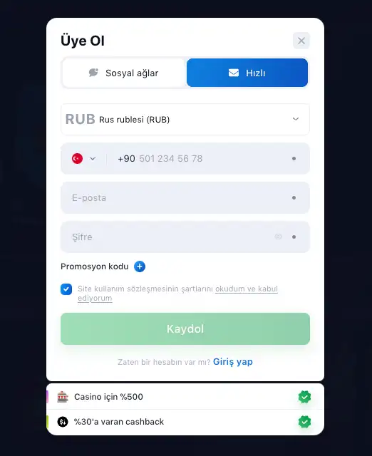 1WIN Nasıl Kayıt Olunur?
